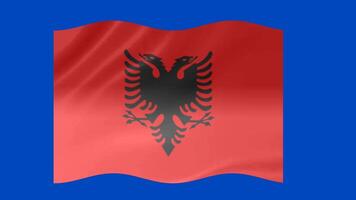Albania waving flag with 3d glowing shade isolated on blue background video