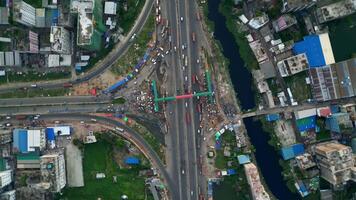 Aerial View of Dhaka Chattogram Highway Intersection at Signboard Narayanganj video