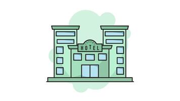 hotel building line art color animation 2D for business concept , minimalist architecture animated footage motion graphic illustration design video