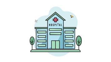 hospital building line art color animation 2D for business concept , minimalist architecture animated footage motion graphic illustration design video