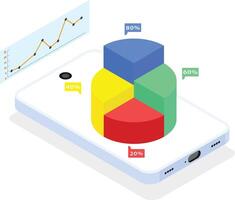 Mobile Analytics with 3D Pie Chart and Growth Graph vector