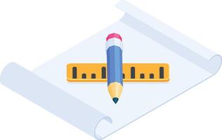Blueprint Scroll with Pencil and Ruler vector