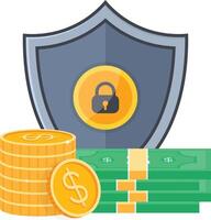 Financial Security Concept with Shield and Money vector