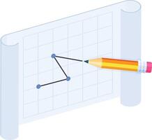 Graph Plotting with Pencil on Blueprint vector