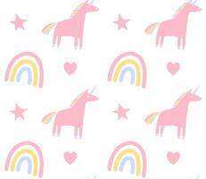 Seamless pattern of hand drawn unicorn vector