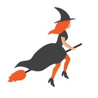 Hand drawn witch flying on broom vector