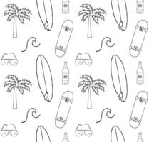 Seamless pattern of doodle skate and surf vector