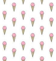 Seamless pattern of doodle sketch ice cream vector