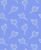 Seamless pattern of doodle sketch shell vector