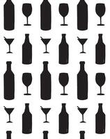 Seamless pattern of wine bottle and glass vector