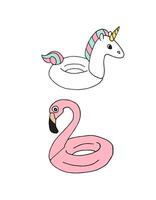 Flamingo and unicorn floating vector