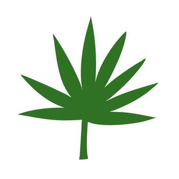 simple flat icon of a marijuana leaf, white background, simple shapes vector