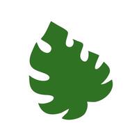 simple flat icon of a green leaf, white background, simple shapes vector