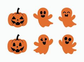 Pumpkin and Ghost Collection Smiling Silhouettes for Playful Designs vector