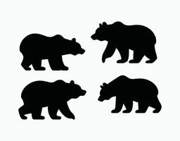 Black Bear Walking Silhouette EPS Template vector