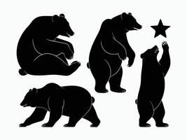 Graceful Black Bear Silhouettes Modern EPS Template vector