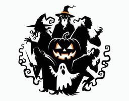 Scary Pumpkin Figures in Ghost EPS Template Illustration vector