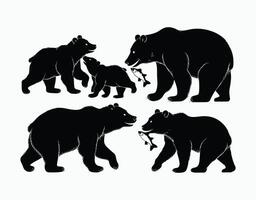 Mother Bear and Cubs Playtime Elegant Silhouette Design EPS Template vector