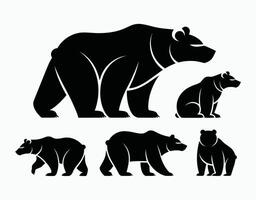 Bold and Beautiful Black Bear Collection Silhouette EPS Template vector