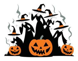 Spooky Pumpkin Shapes with Ghost EPS Template vector