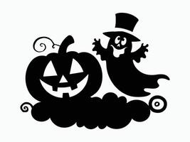 Cloudy Characters Pumpkin and Ghost Silhouette EPS on White Background vector