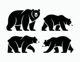 Bear Silhouettes in Various Poses Walking EPS Template vector