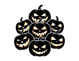 Haunted Pumpkin Faces in a Glow EPS Template Illustration vector