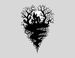 Haunted forest scene with full moon EPS template vector