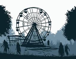Lost Laughter A Dark Amusement Park Scene EPS Template vector