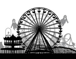 Silhouetted Secrets of a Lost Amusement Park EPS Template vector