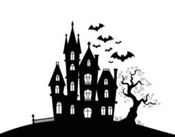 Bats and Twisted Tree Gothic Mansion Scene EPS Template vector