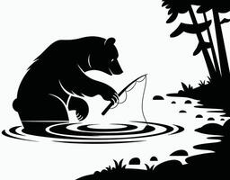 Bears and Water Silhouette Scene EPS Template vector