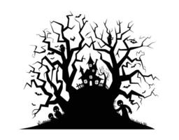 Shadowy woods with a spooky house EPS template vector