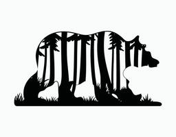 Elegant Black Bear Silhouette in Forests EPS vector