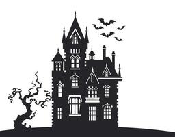 Twilight at the Gothic Manor Atmospheric Silhouette EPS Template vector