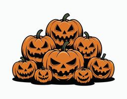 Fun Scary Pumpkins with Sharp Teeth EPS Template Illustration vector