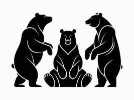 Relaxed Posture Black Bear Collection EPS Template vector