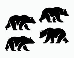 Silhouetted Black Bears Walking EPS Template vector