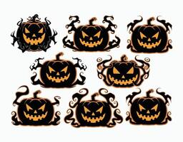Haunted Pumpkins with Sharp Teeth EPS Template Illustration vector
