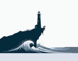 Whispers of the Sea A Ghostly Lighthouse Scene EPS template vector