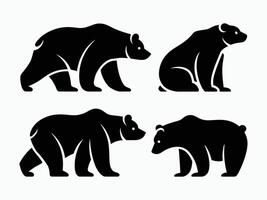 Black Bear Illustrations Elegant Poses EPS Template vector
