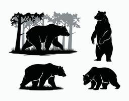 Silhouetted Black Bears in Natural Settings EPS Template vector