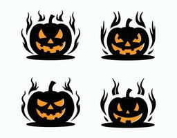 Funny Scary Pumpkins with Smiles EPS Template vector
