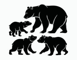 Black Bear Playful Cubs EPS Template vector
