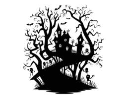 Silent woods and a haunted house EPS template vector