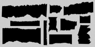 Torn blank pages jagged rectangle shapes ripped piece black papers. Torn pages with uneven texture vectors. vector