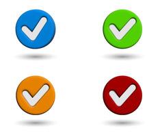 Checkmark 3D check icon. confirmation or approval yes or done button illustration. vector