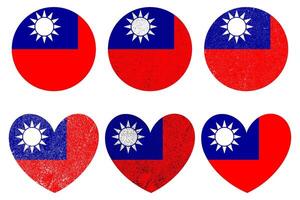 National flag of Taiwan has a round shape and an icon heart symbol illustration. Flag of Taiwan. vector