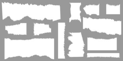 Torn blank pages jagged rectangle shapes. Torn pages with uneven texture vectors. vector