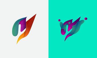 M letter idea logo and application icon template. set of colorful m sign modern geometric fluid vector